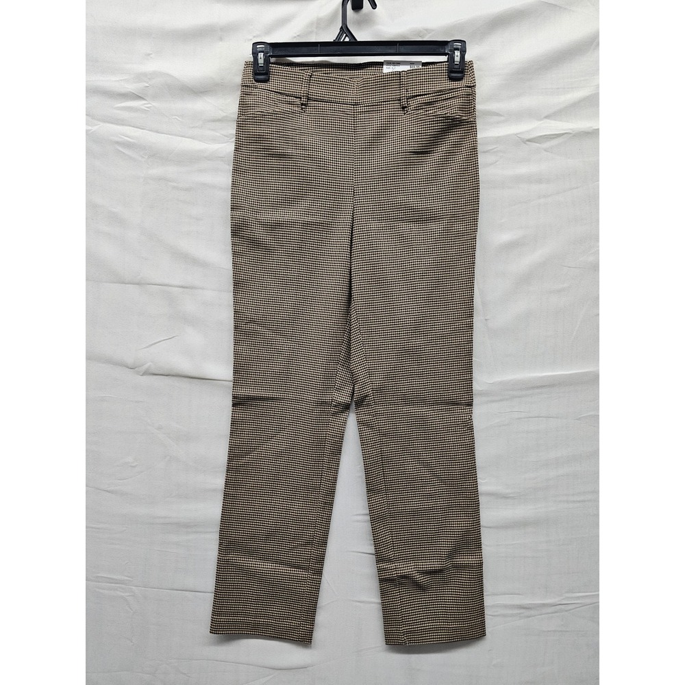 Rafaella Womens Houndstooth Stretch Pants Khaki Viscose Blend Casual Size 6
